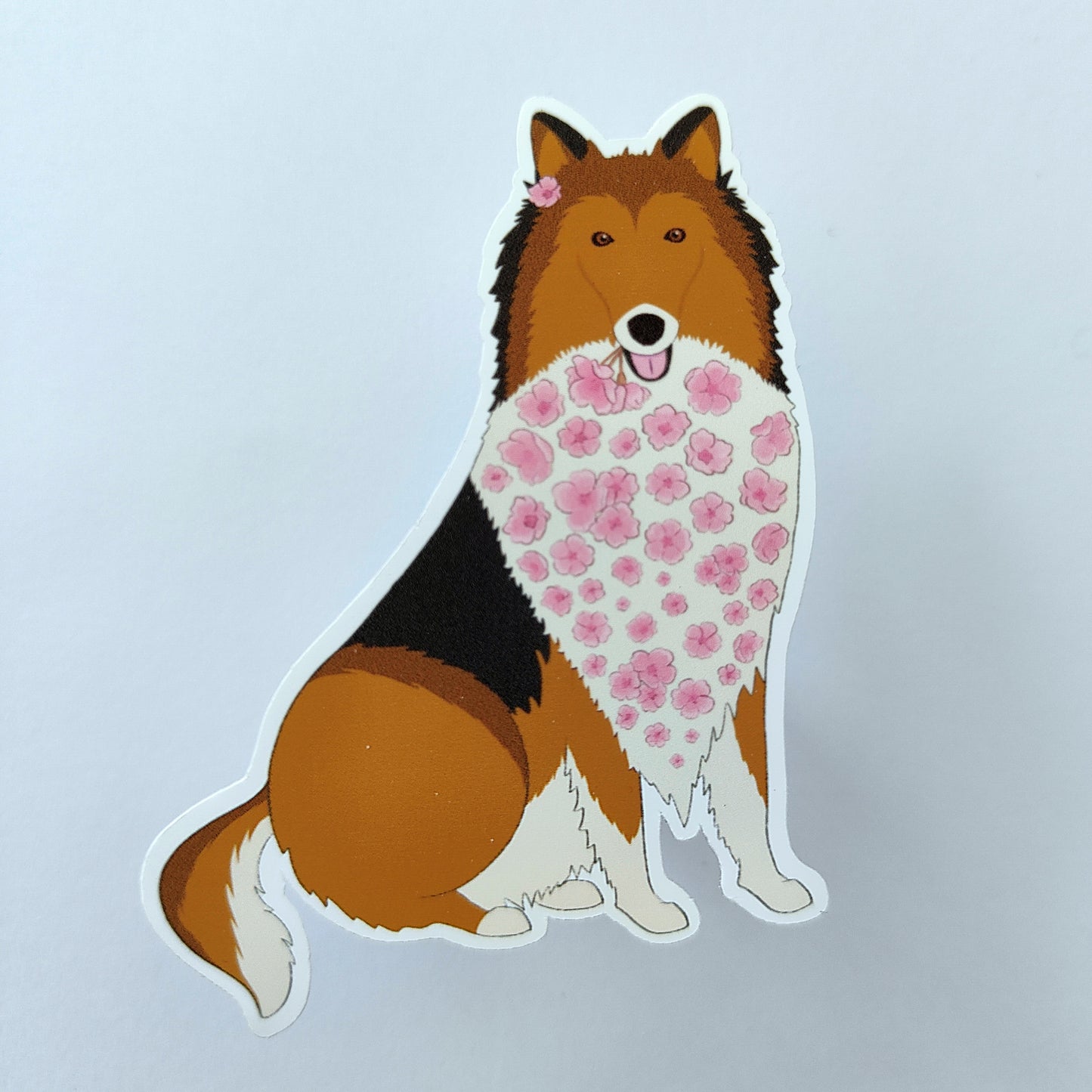 Collie-Flower Sticker - Rough Collie